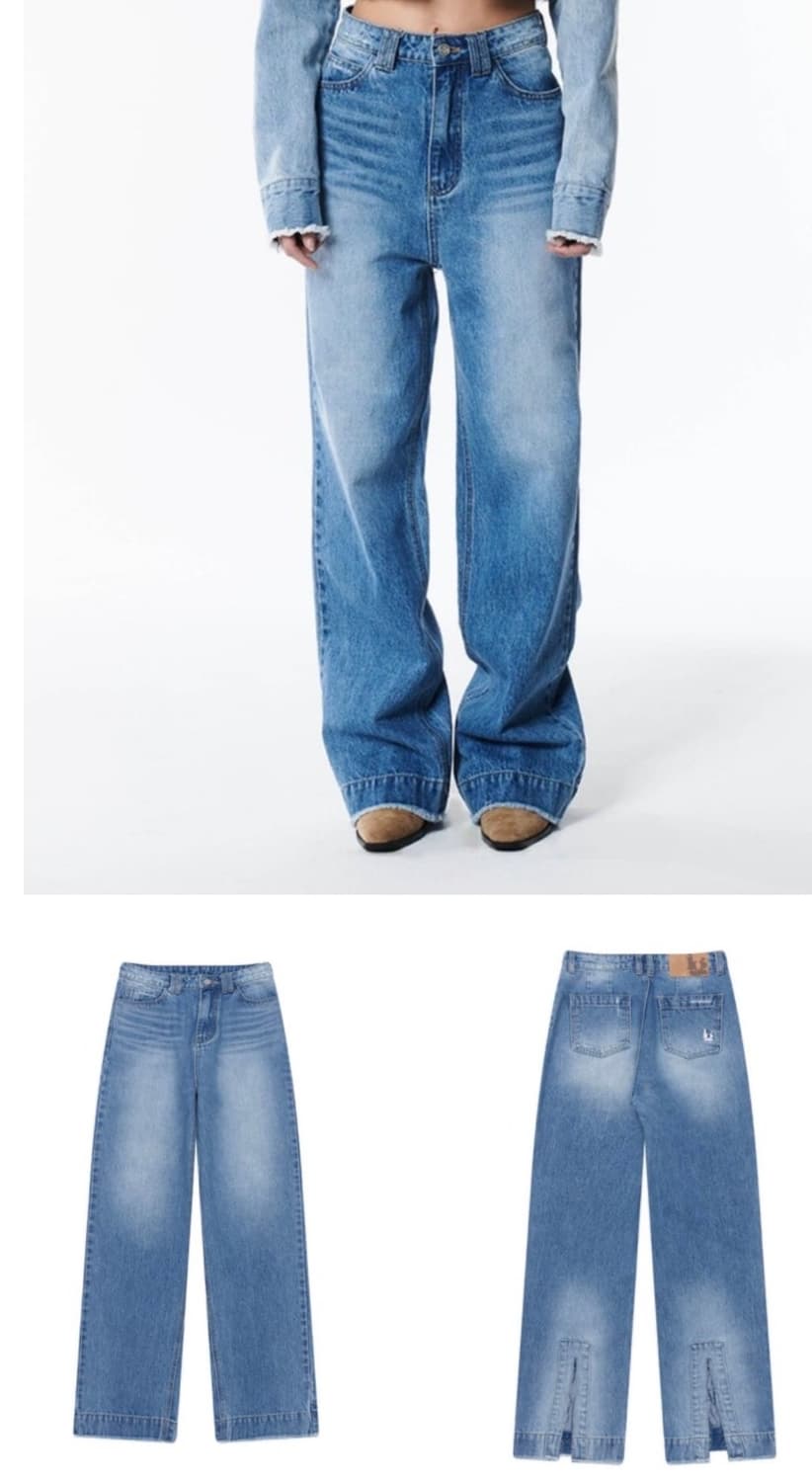 일리고 프린지 슬릿 데님 팬츠 상품이미지1