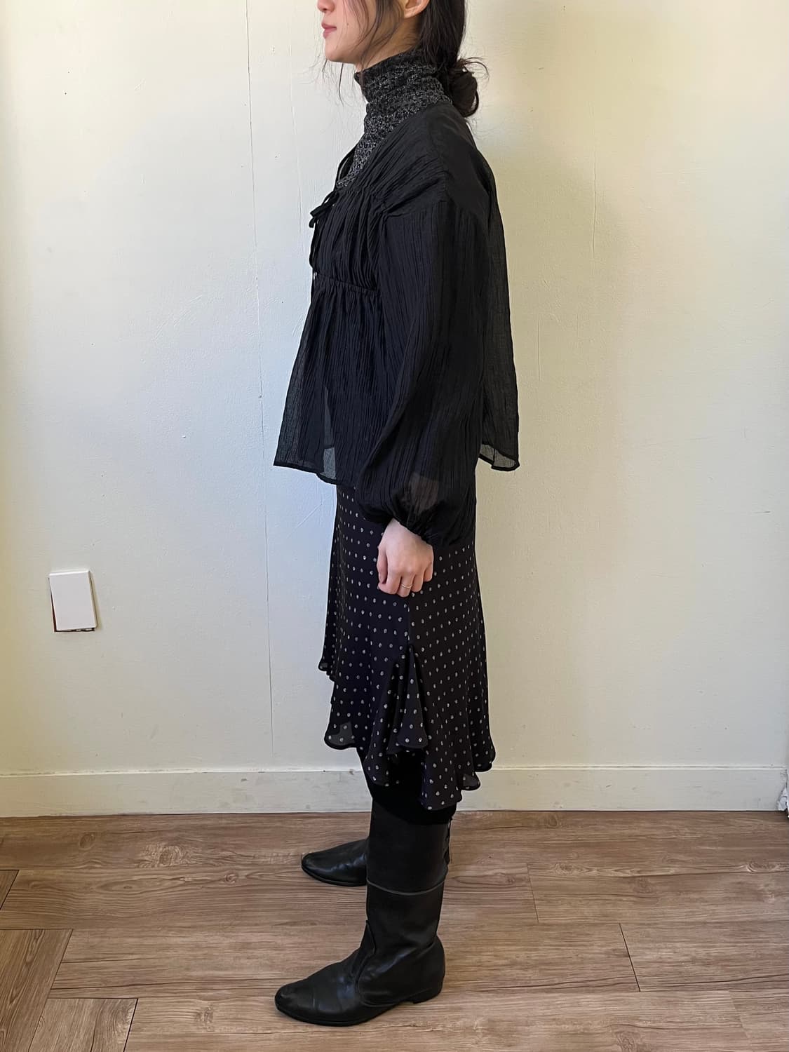 CLASSICAL ELF 블랙 시스루 블라우스 상품이미지9