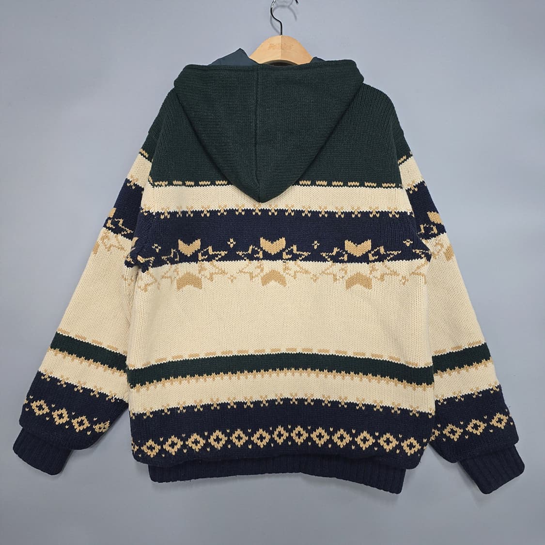 빈폴 멀티컬러 패턴 니트 후드 집업 100 상품이미지4