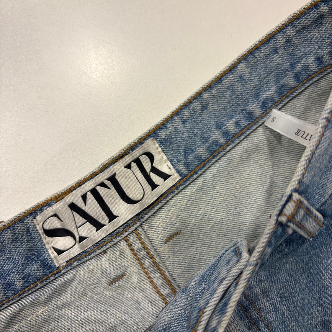 [S] SATUR 세터 비날레스 데님 와이드 팬츠 D574 상품이미지4