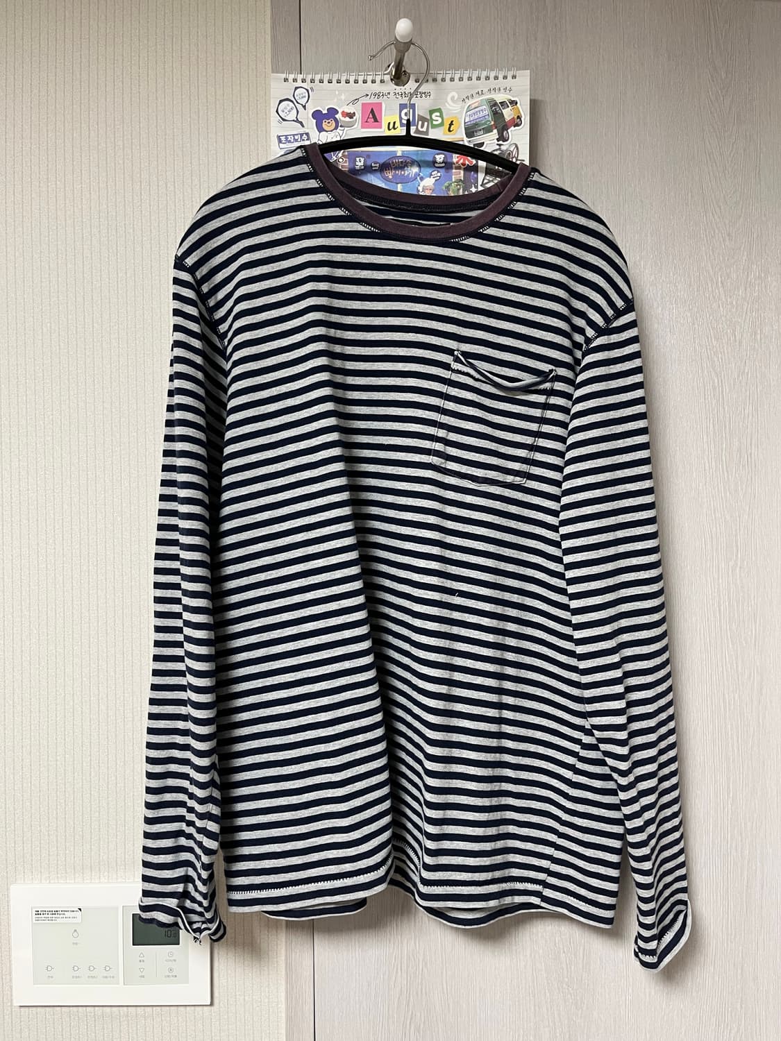 VTG Bold Stripe Pocket Tee Navy/M.Grey 상품이미지2