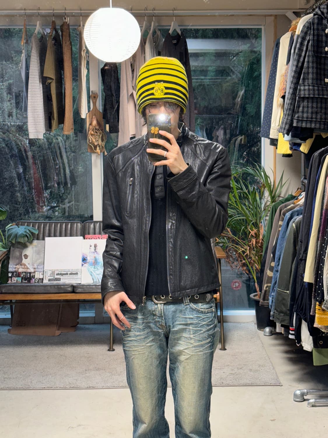 빈티지 카페레이서 쉽스킨 레더 자켓 상품이미지3