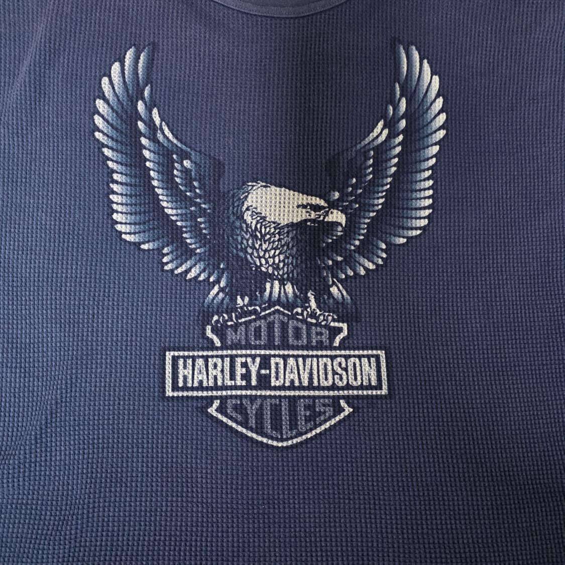 [2XL] 90-00s 빈티지 할리데이비슨 써멀 와플 네이비 롱슬리브 상품이미지2