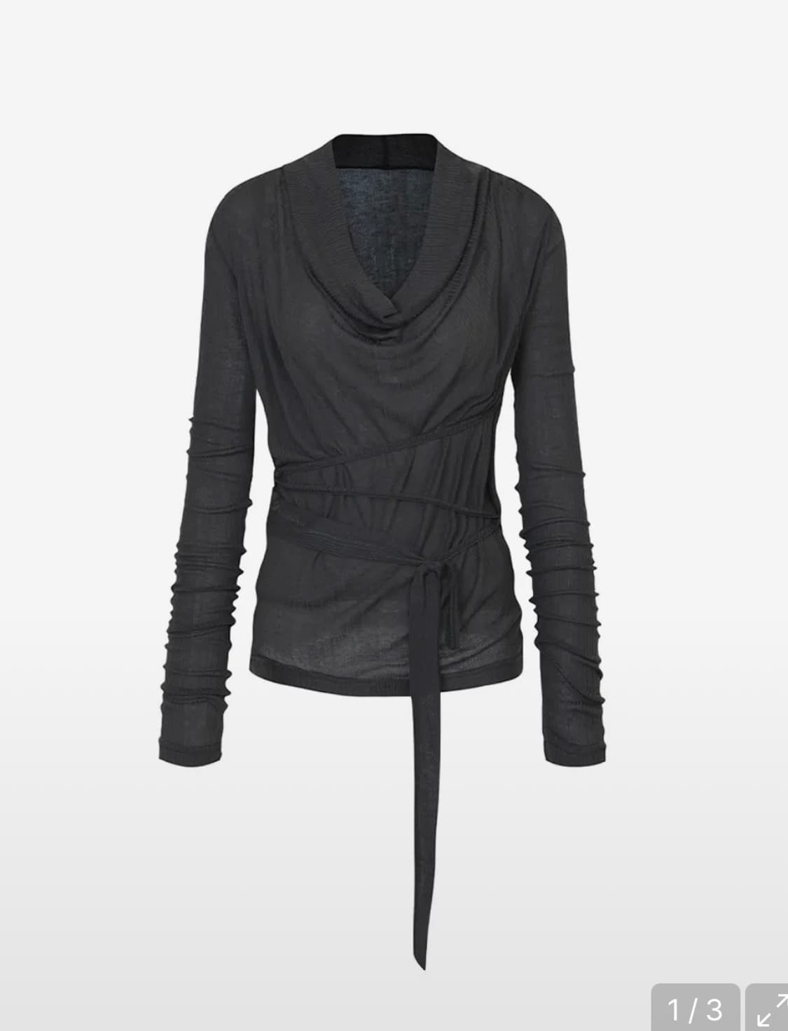 페인오어플레져 릴리 카울 리본탑 차콜 lily cowl top 상품이미지1