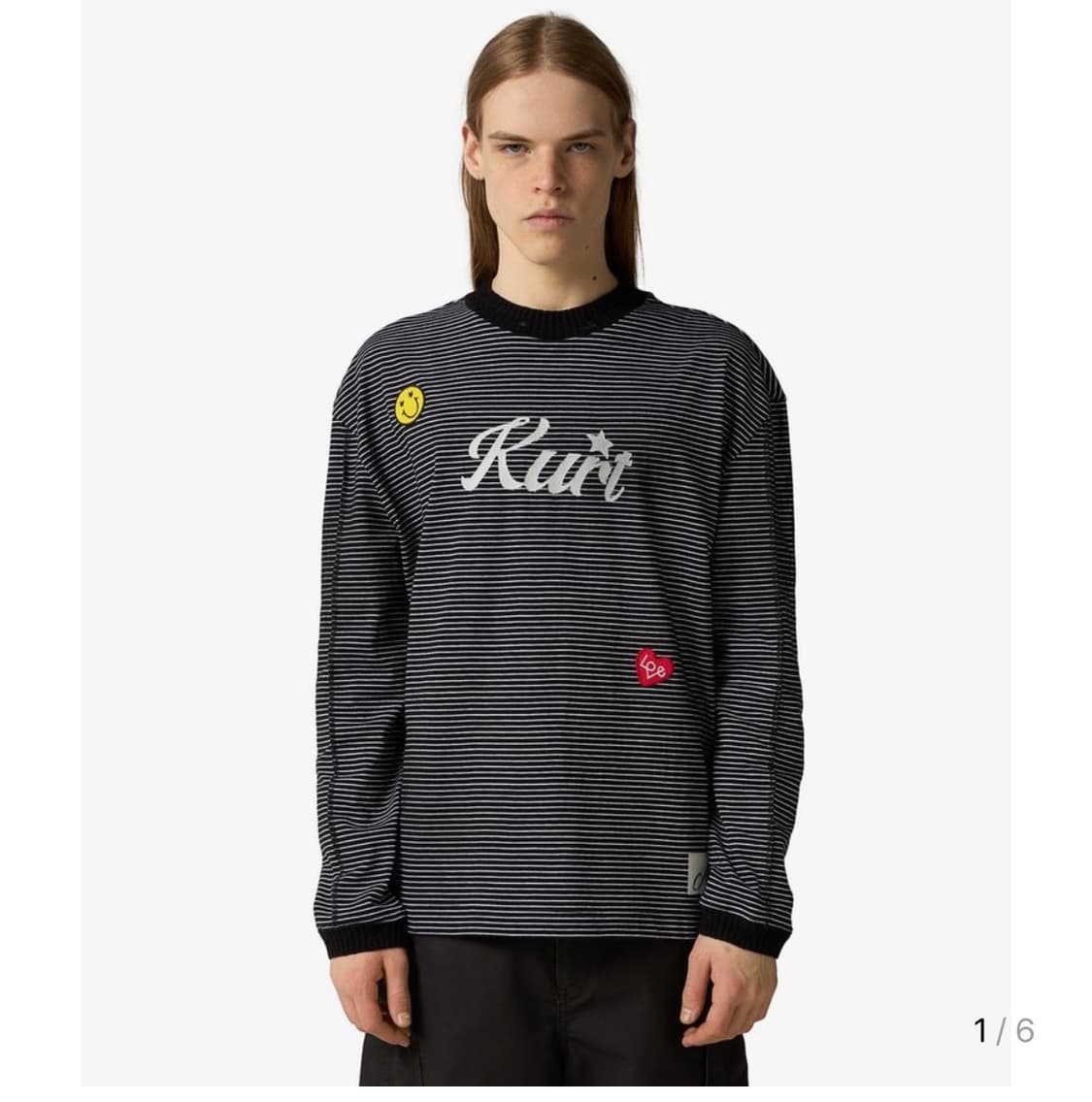 앤더슨벨 커트 스트라이프 티셔츠 블랙 M 상품이미지1