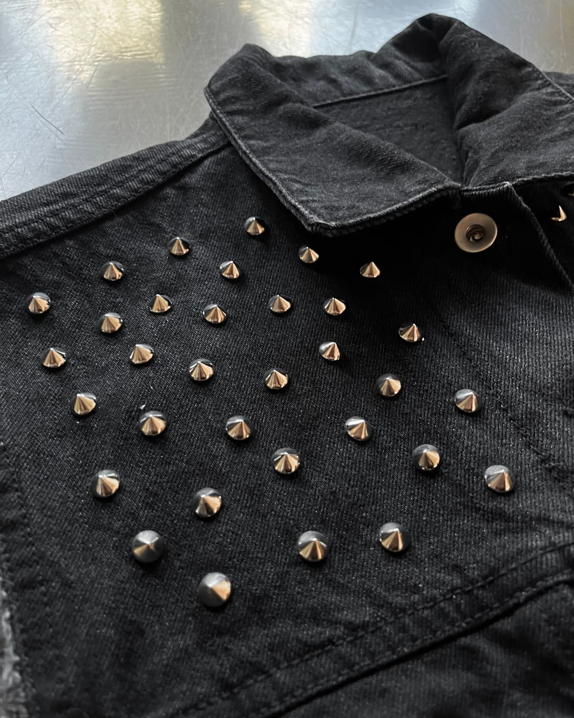 Jpn Vintage Metal Stud Trim Denim Vest 상품이미지5