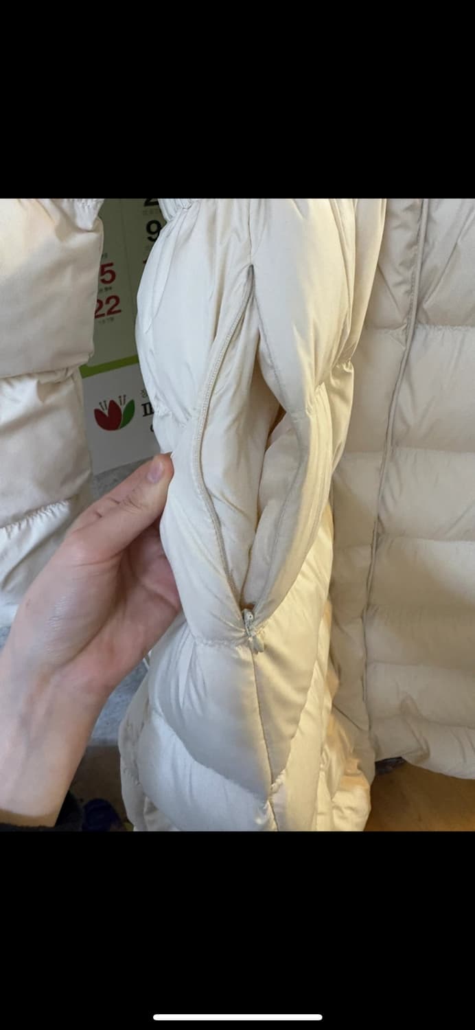 폭스퍼 벨트 롱패딩 덕다운100% 아이보리프리 판매 상품이미지5