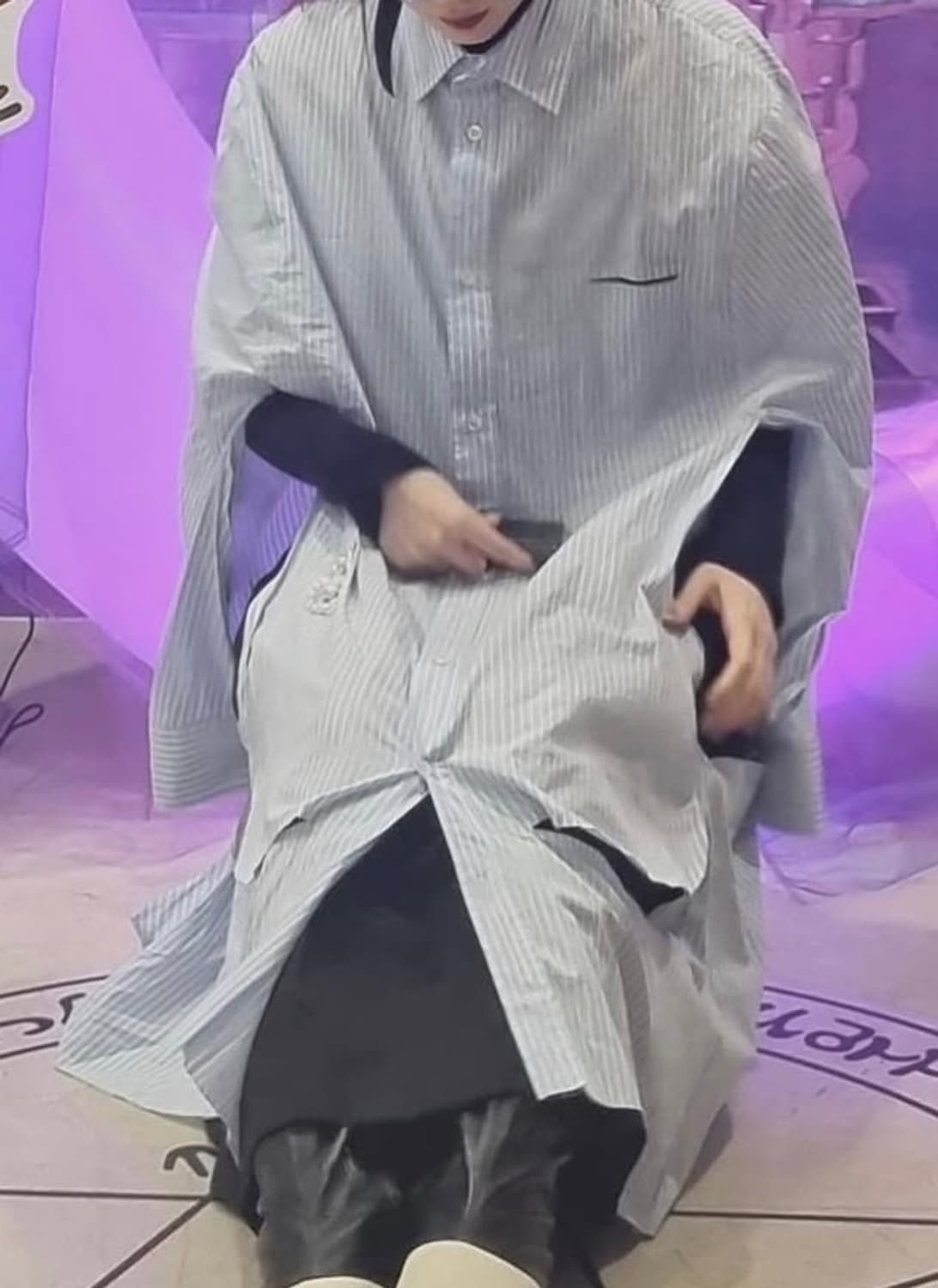 착샷 추가) 메종 마르지엘라 컷오프 스트라이프 셔츠 원피스 투웨이 자켓 상품이미지3