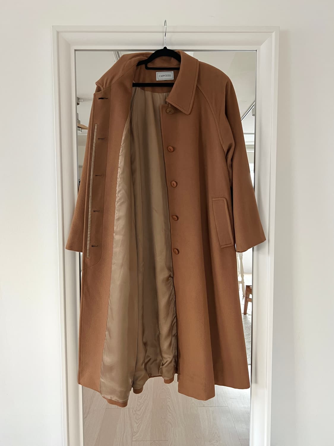 빈티지 캐시미어 100% 카멜 롱 코트 상품이미지6