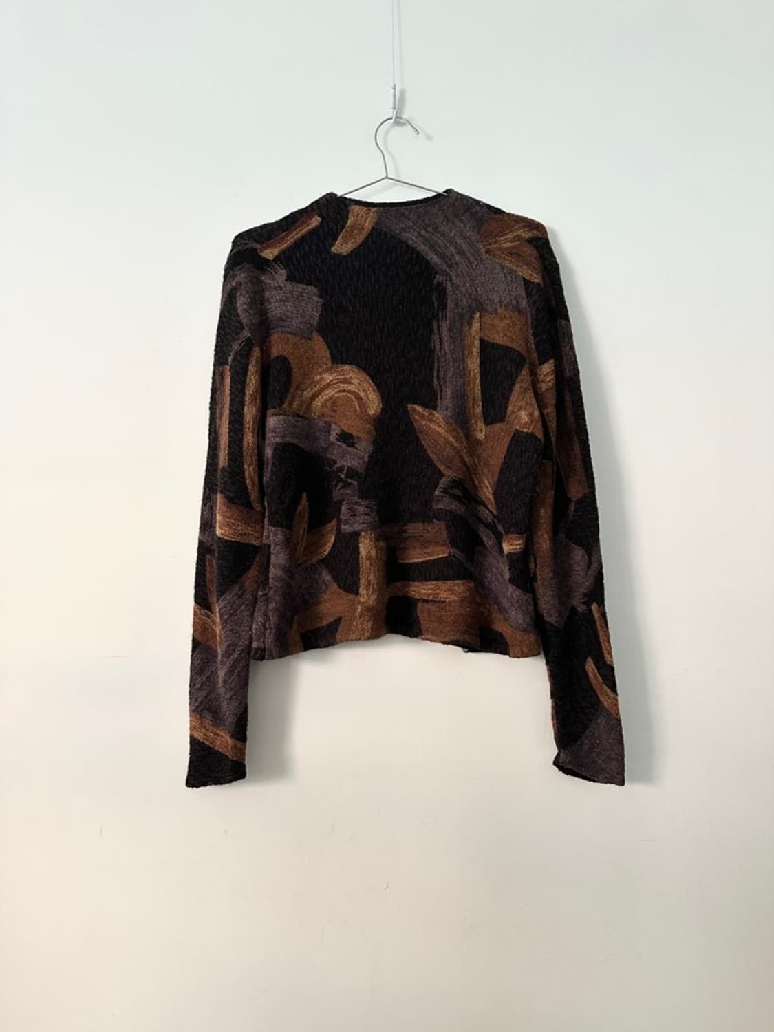 Leaf pattern moc neck knit / brown 상품이미지7