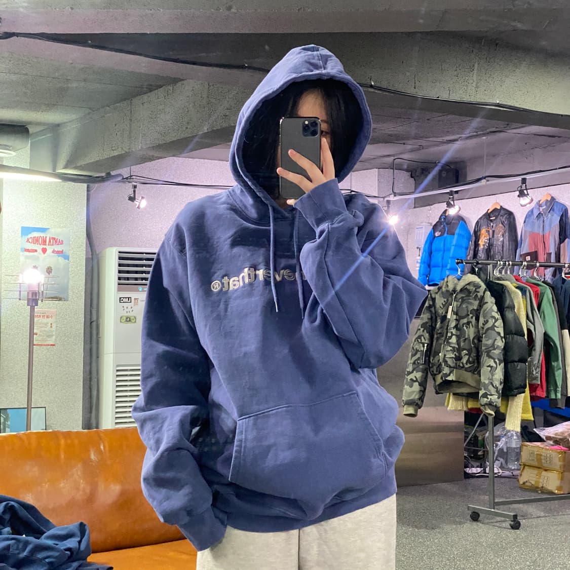 디스이즈네버댓 화이트로고 네이비 후드티 B3861 상품이미지1