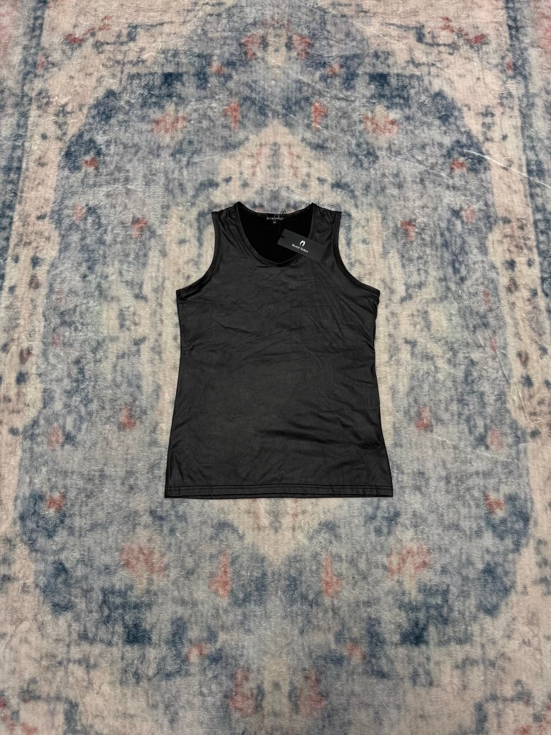 Black varia 00s fake leather sleveeless 상품이미지2