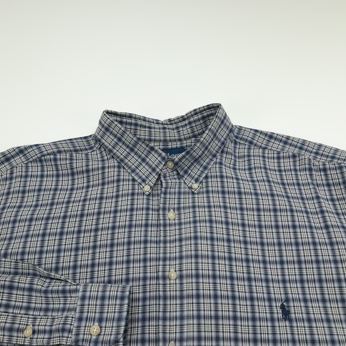 CN875 2XLT 폴로 랄프로렌 아이스블루 타탄체크 플란넬 셔츠 남방 상품이미지3