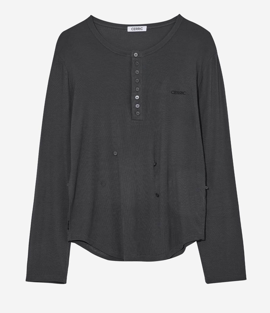 세릭 버튼 헨리넥 탑 차콜 Button Henley Neck Top 상품이미지1