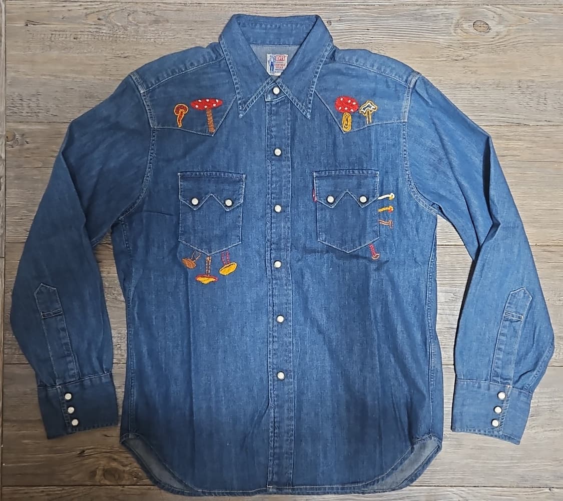 리바이스 LVC 1955 쏘우투스 데님 셔츠 버섯 자수 S 상품이미지1