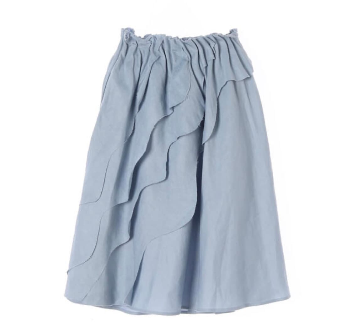 COS 코스 밴딩 러플 미디스커트 더스티블루  상품이미지1