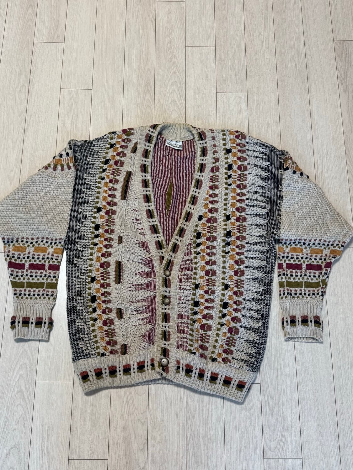 90s Klaroo 퓨어울100% 케이블니트가디건 상품이미지1