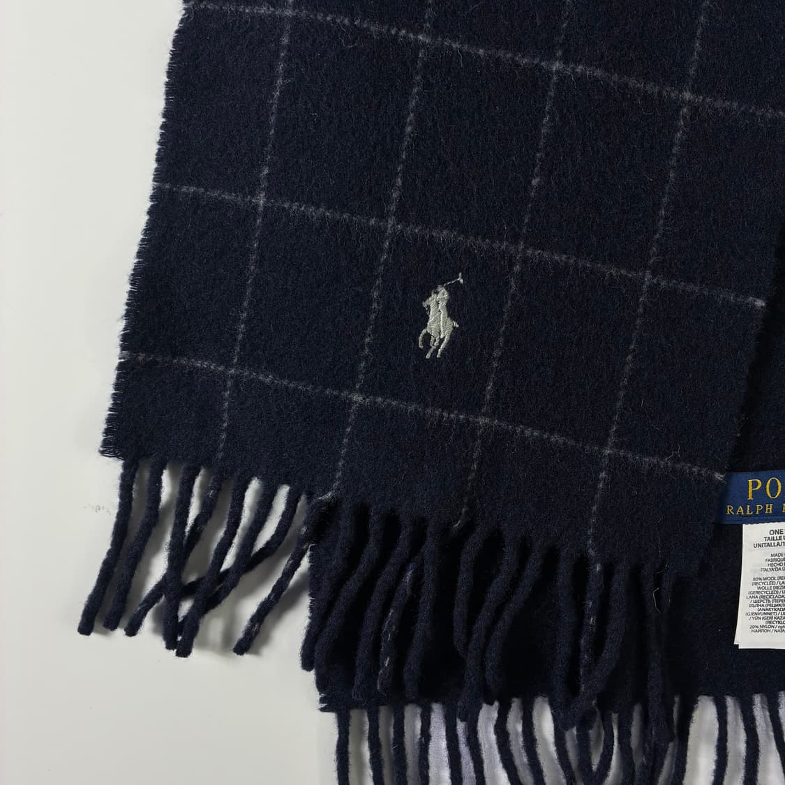 Polo  폴로 랄프로렌 네이비 울 체크 머플러  상품이미지3