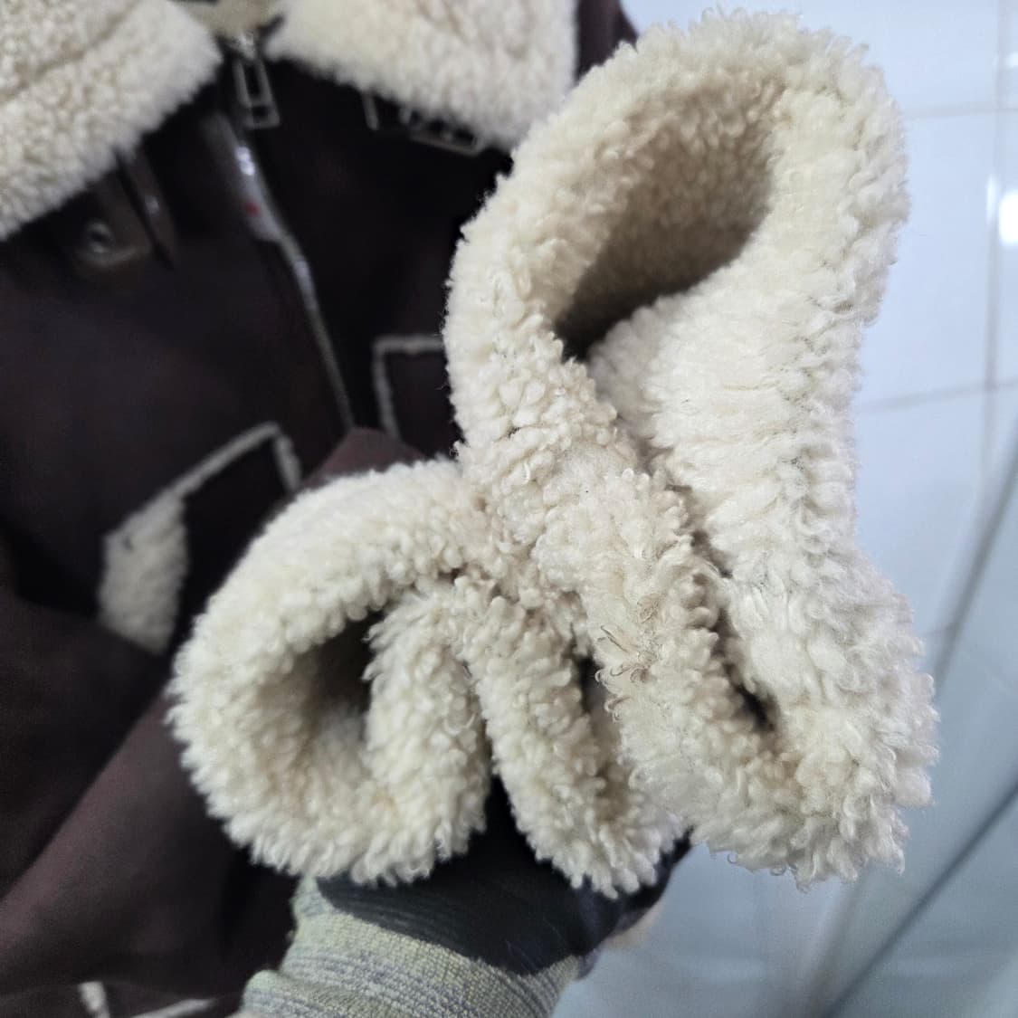 여 66 에모다 스웨이드 양털 안감 무스탕 자켓  상품이미지7