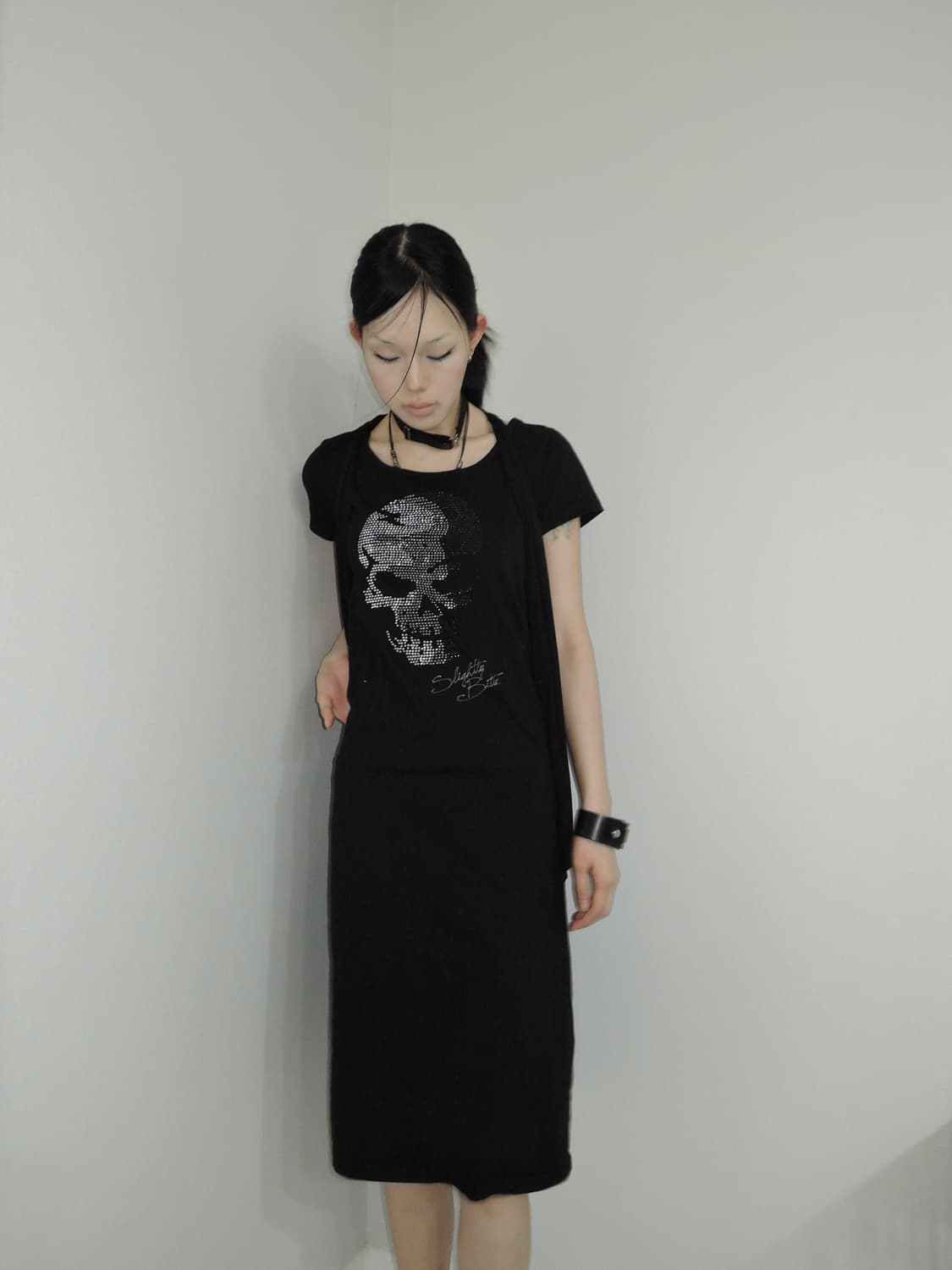 Skull line stone Long Dress 상품이미지3