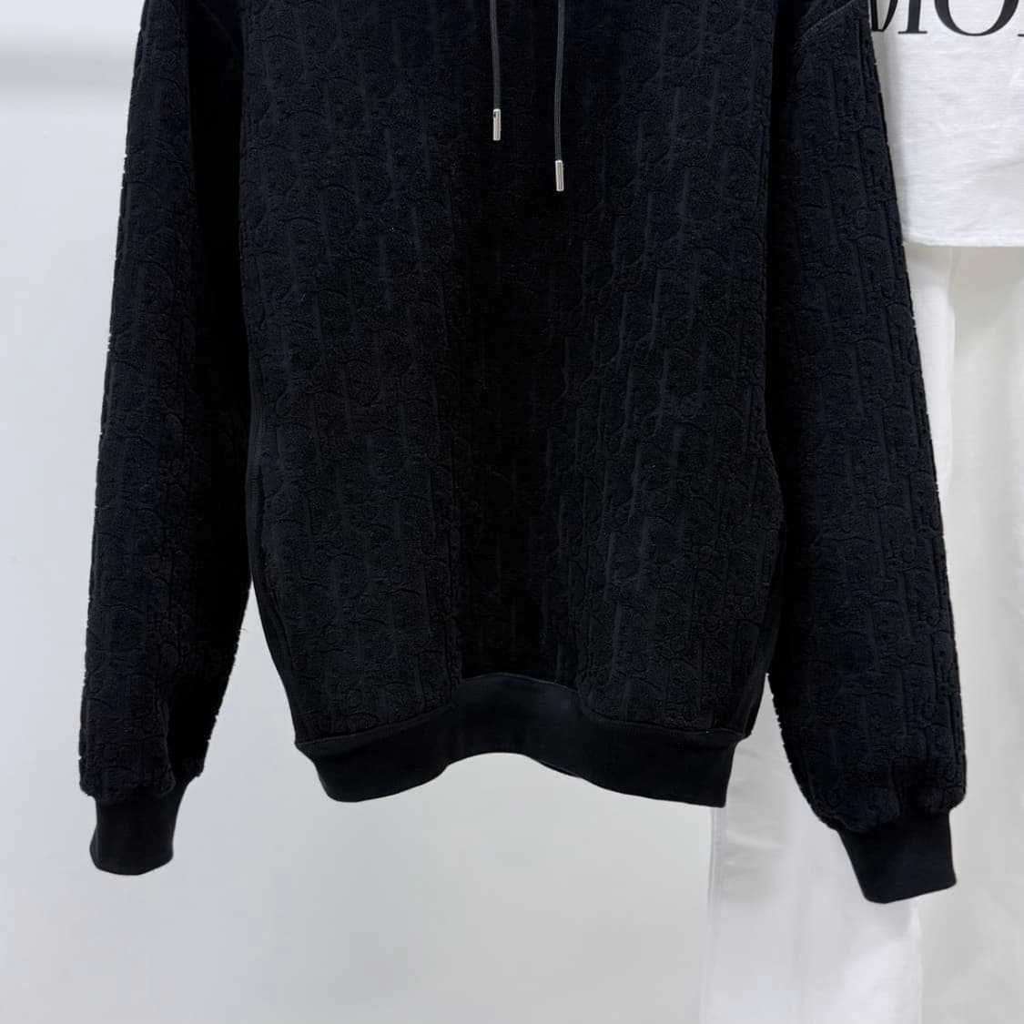 [S+급/3XL] 25SS 디올 오블리크 코튼 테리 후드티 블랙 상품이미지3