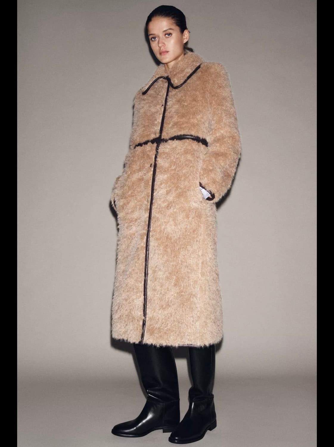 S(KR 55) 자라 리미티드 에디션 롱 페이크 시어링 코트 상품이미지9