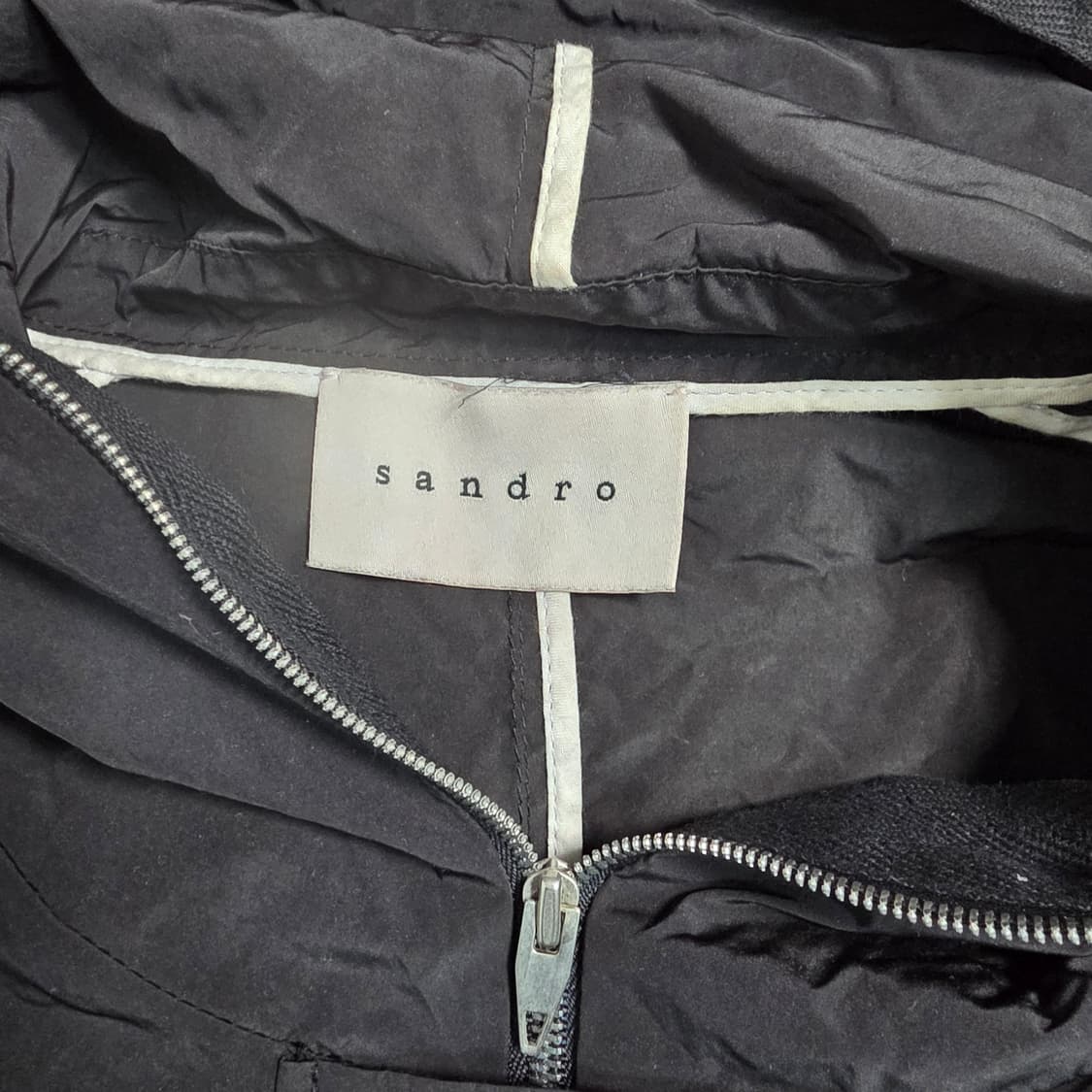 Sandro 산드로 블랙 후드 롱코트 98 (미니멀) 상품이미지4