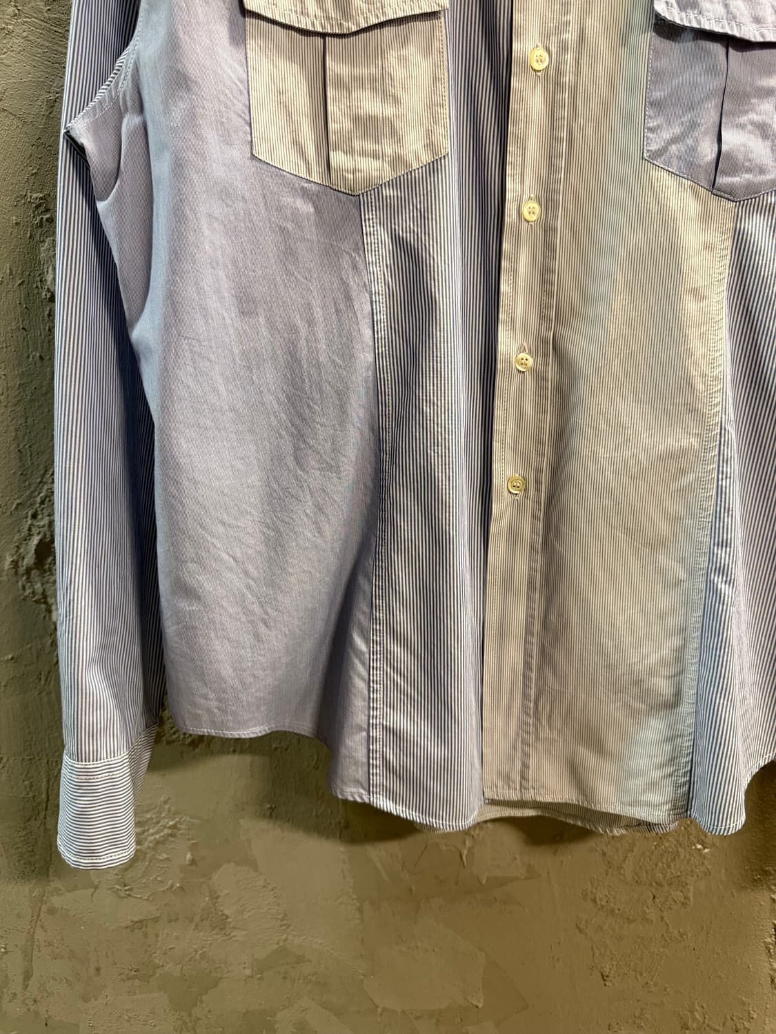 XXL 엠포리오아르마니 ARMANI 투포켓 스트라이프 셔츠 블루 상품이미지2