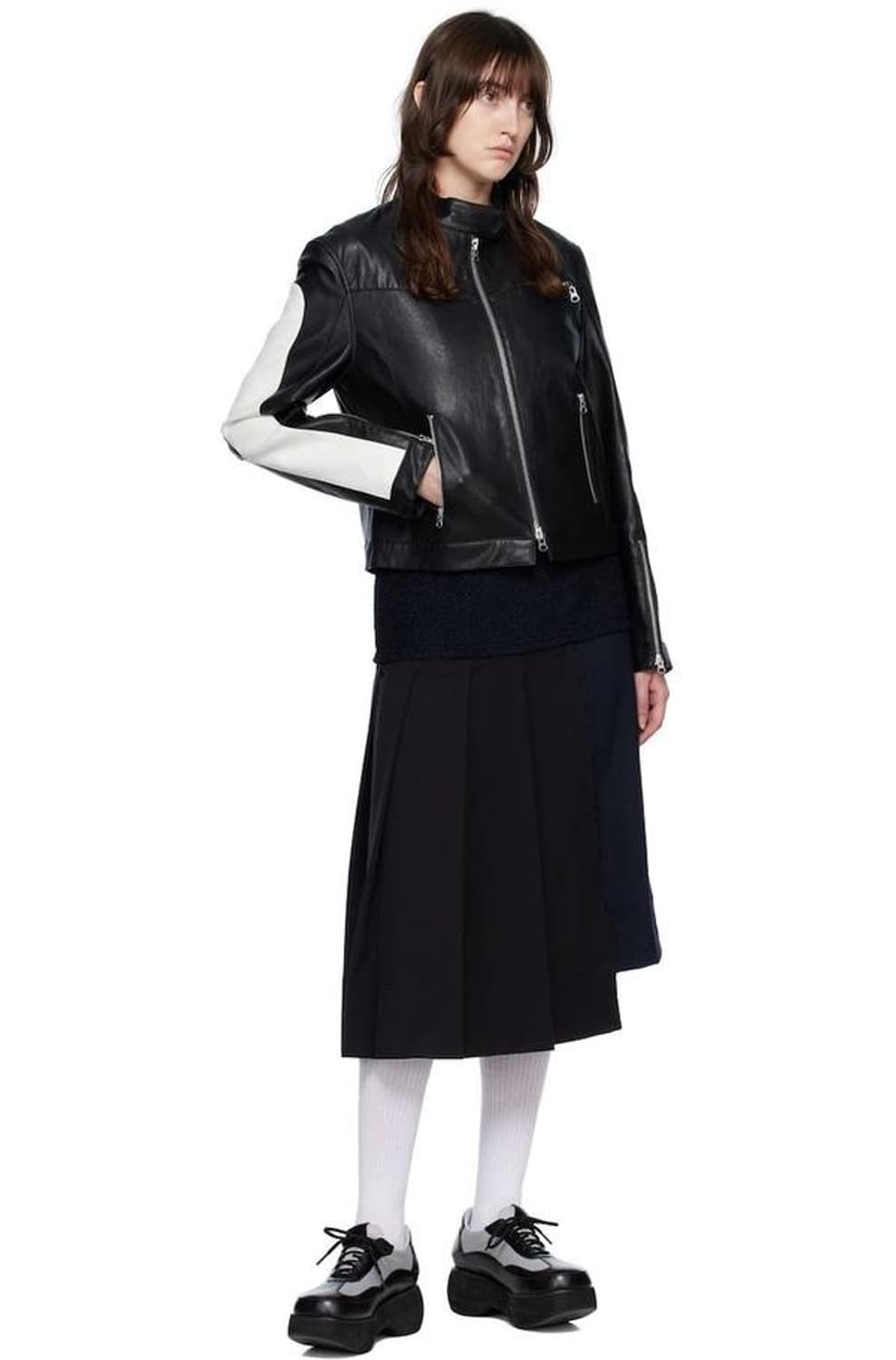 더오픈 페이크 레더 바이커 자켓 상품이미지2