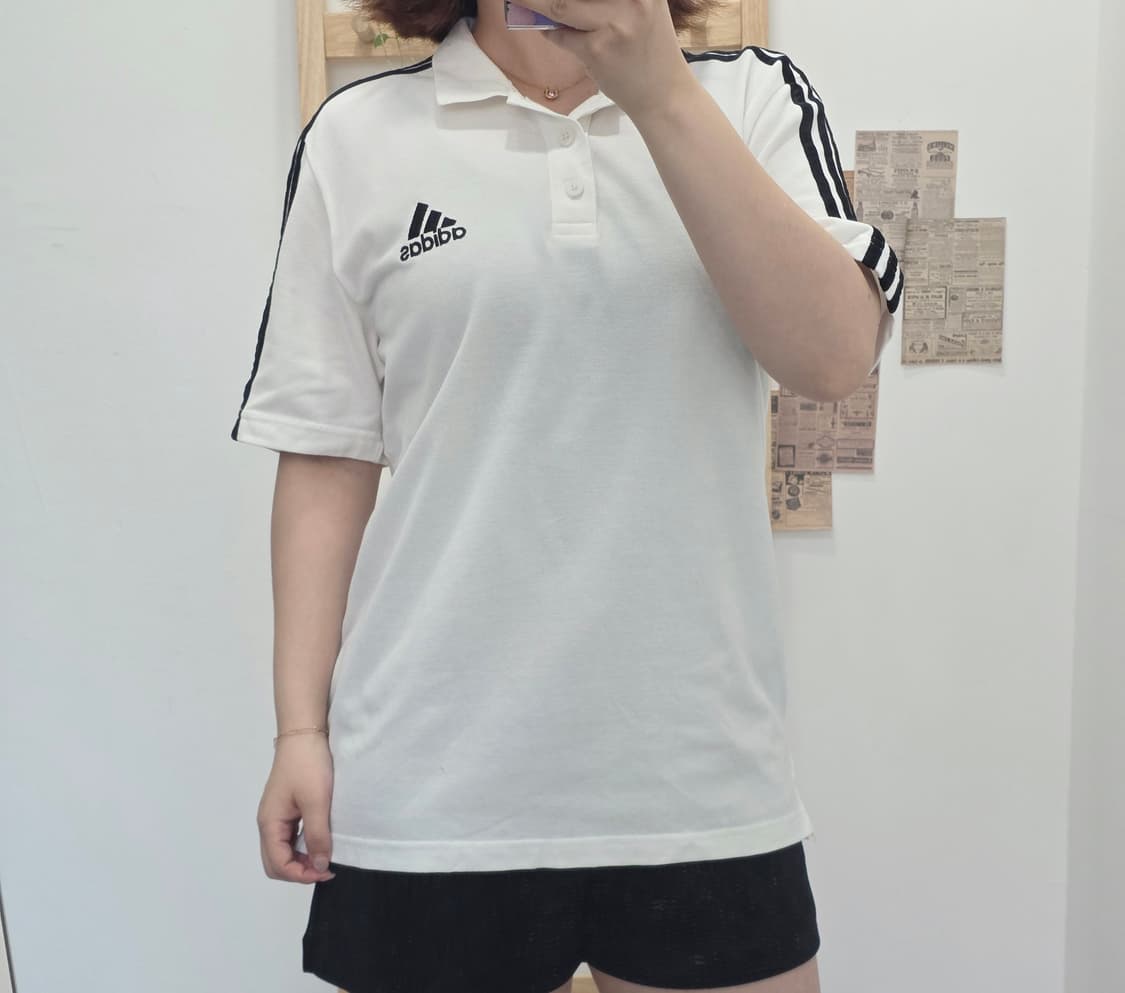 [프립]M/아디다스 삼선 반팔 카라티 흰색 상품이미지1