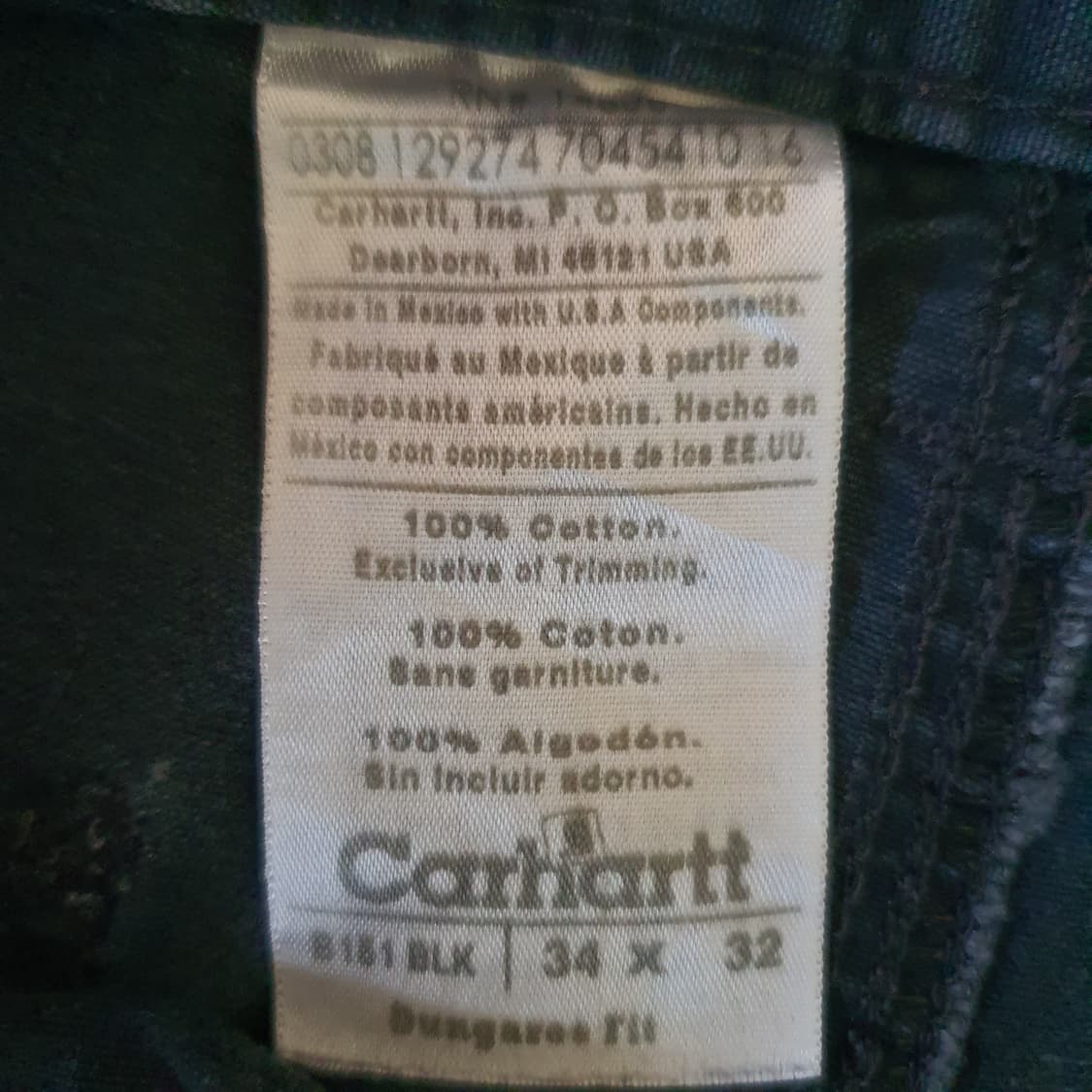 칼하트 B151 BLK 캔버스 던가리 팬츠 no.93 상품이미지6