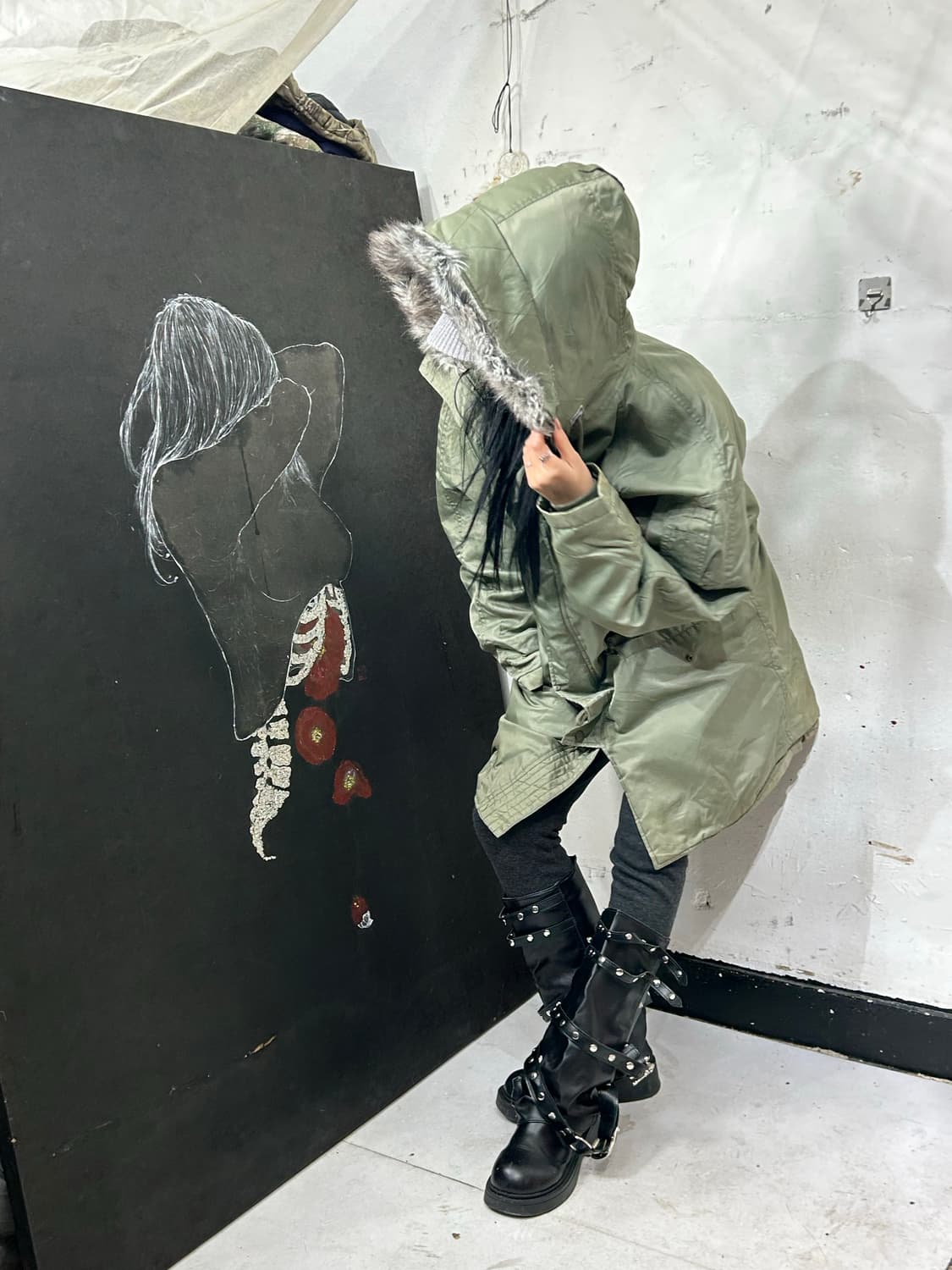 일본빈티지 Rg 울프죠 퍼 후드 개파카 자켓 L 상품이미지5