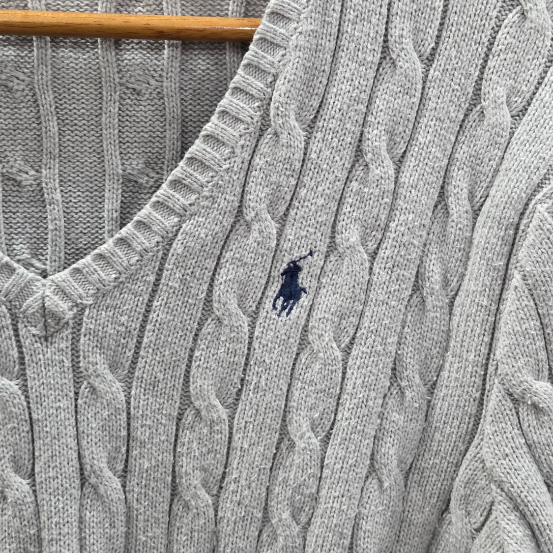 폴로랄프로렌 우먼 코튼 케이블 브이넥 니트 L  상품이미지2
