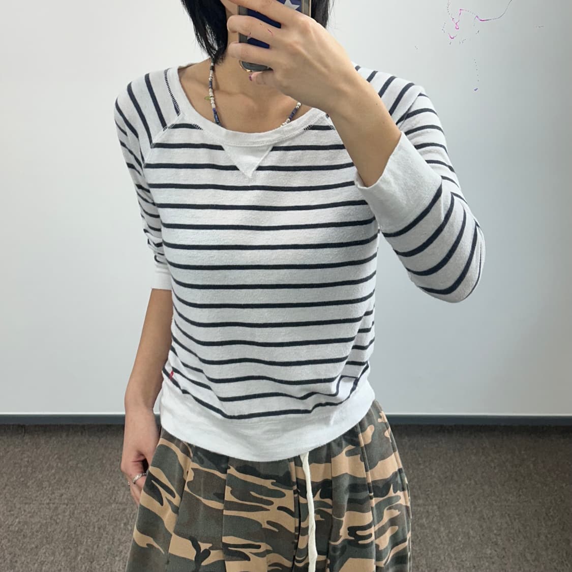 Abercrombie 아베크롬비 딥네이비 스트라이프 7부 티셔츠  상품이미지2