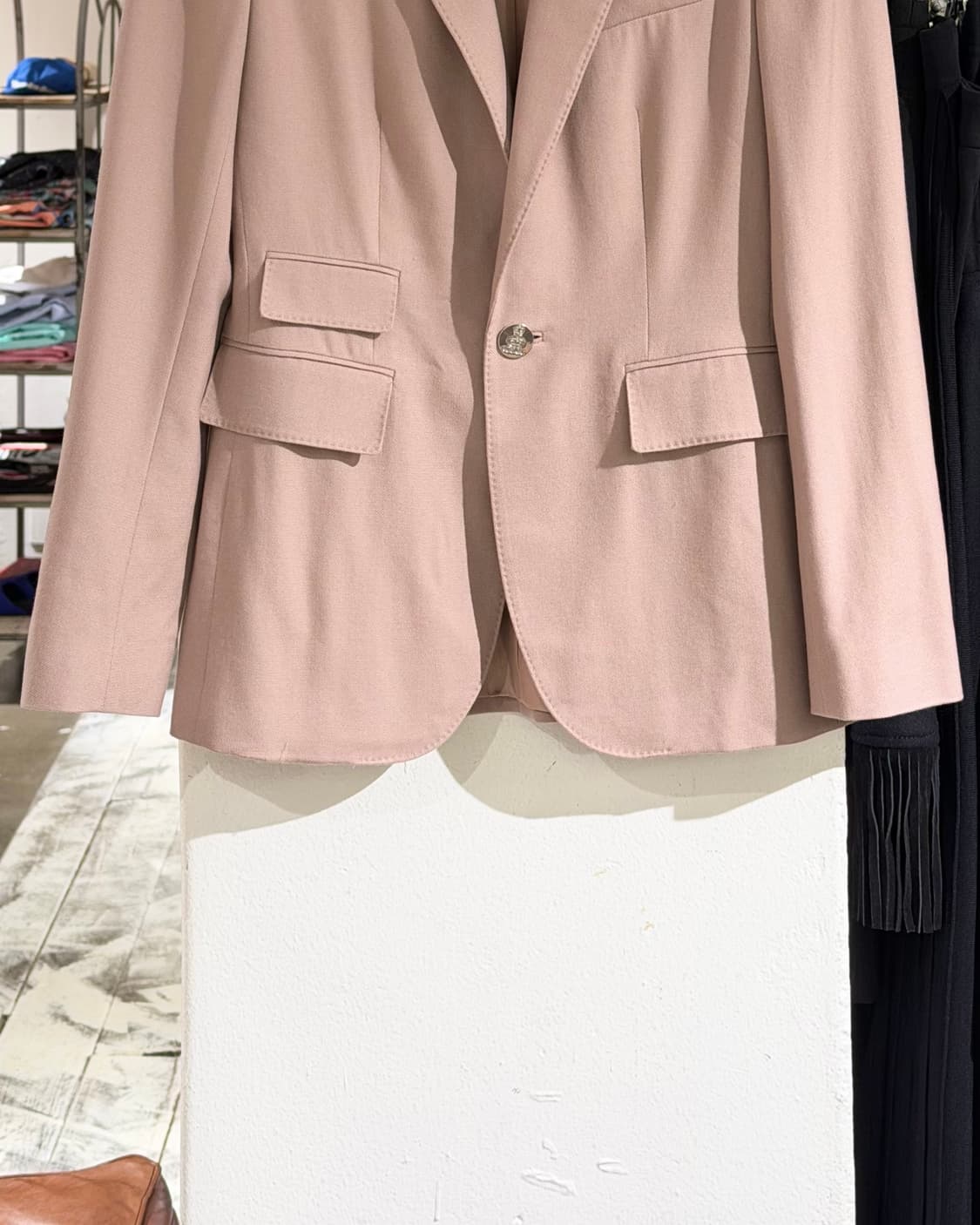 랄프로렌 퍼플라벨 연핑크 캐시미어 원버튼 카라 자켓 상품이미지5