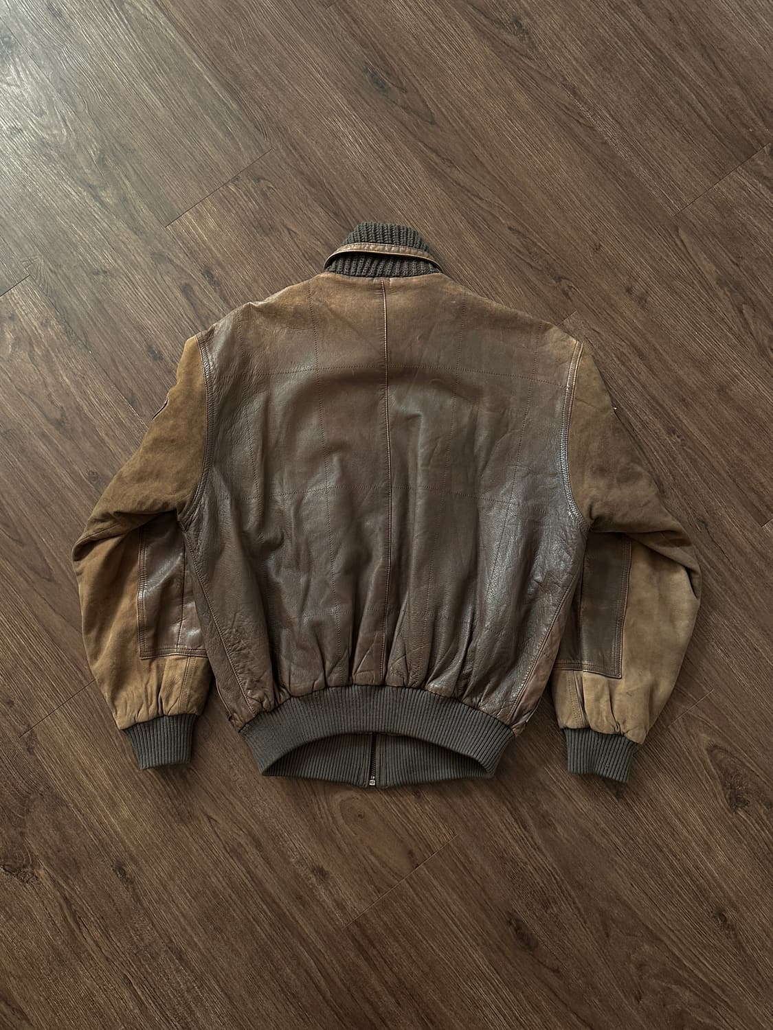 Hill Crest 니트리브 레더 봄버 상품이미지8