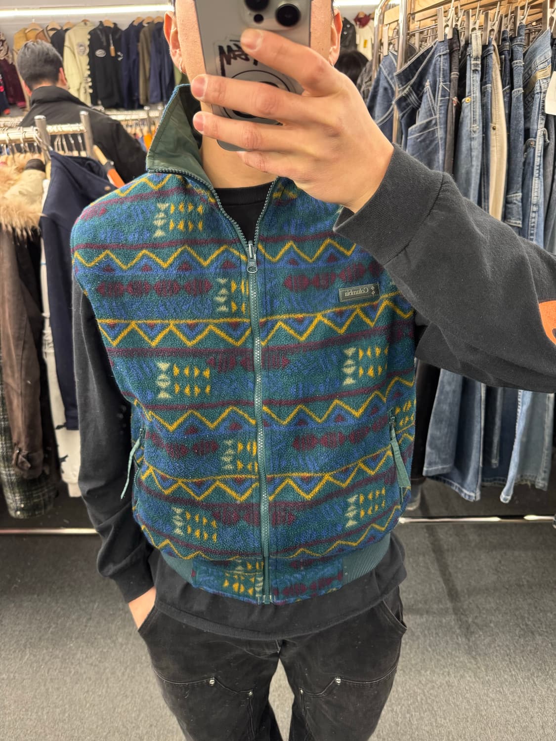 M)콜롬비아 빈티지 리버시블 아즈텍 패턴 플리스 베스트 상품이미지1