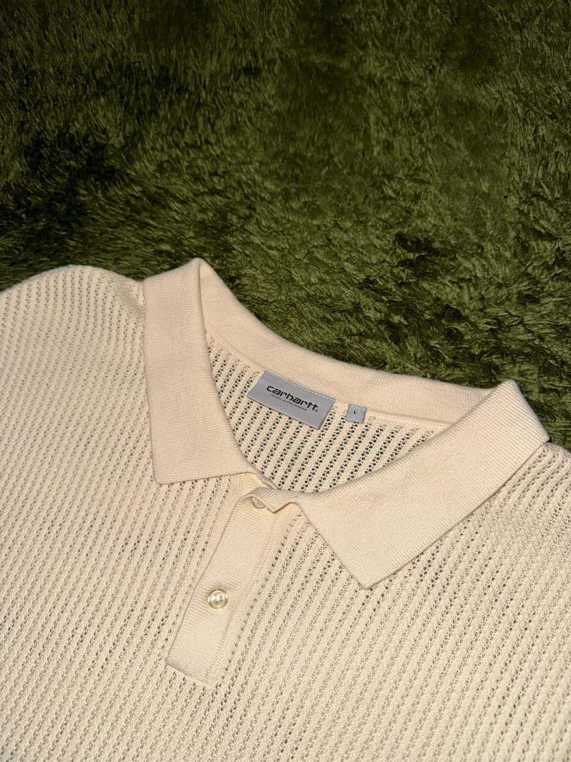 [L] 칼하트 WIP S/S 켄웨이 니트 폴로 티셔츠 화이트 상품이미지3