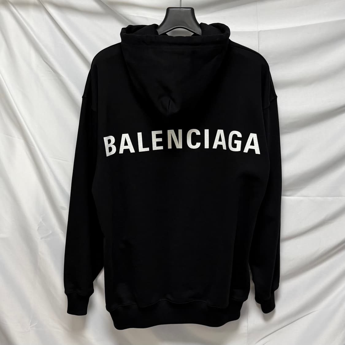 [S+급/오버핏S] 발렌시아가 백로고 후드티 블랙 백화점판 상품이미지1