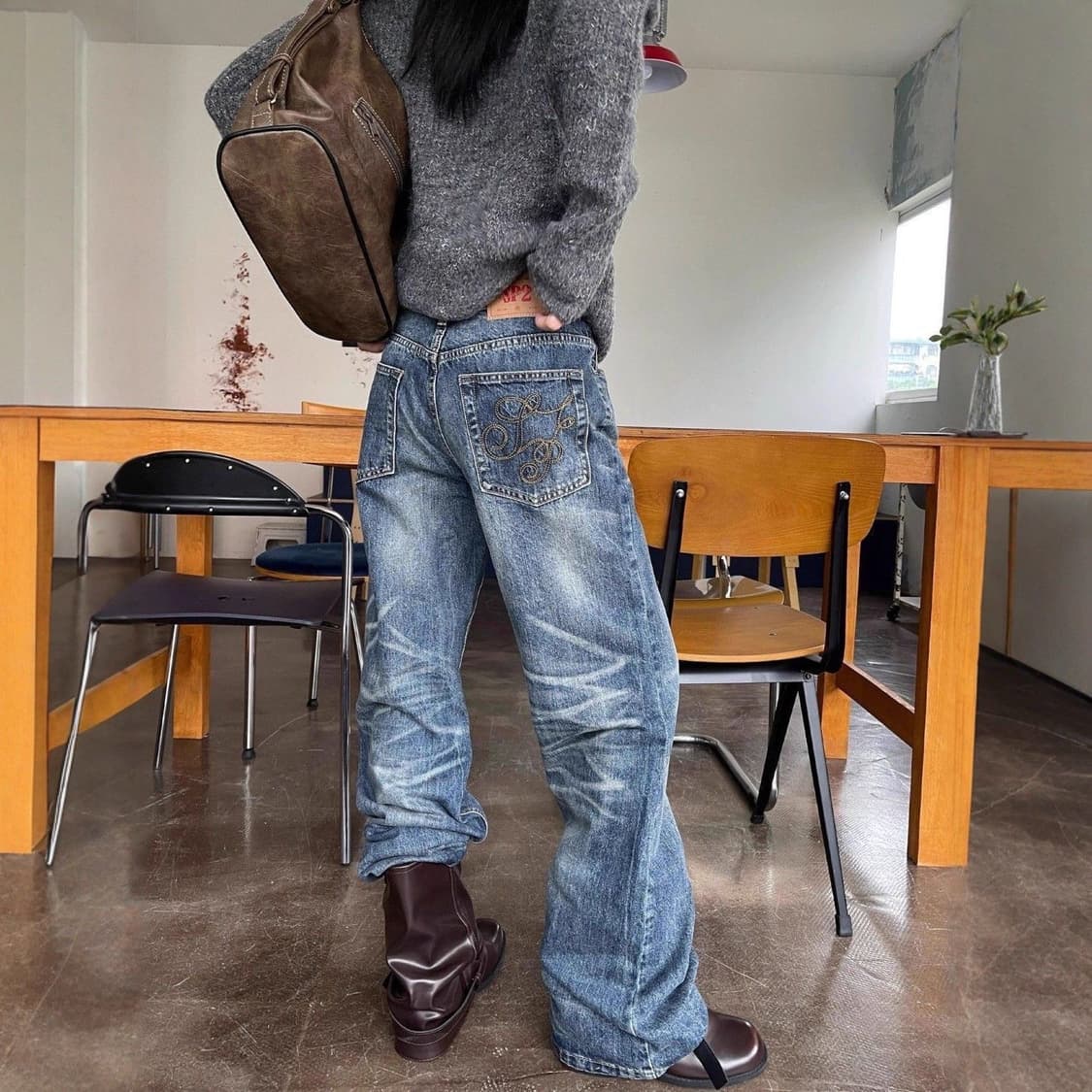 S2p 백포켓 자수 빈티지 워싱 데님  상품이미지6