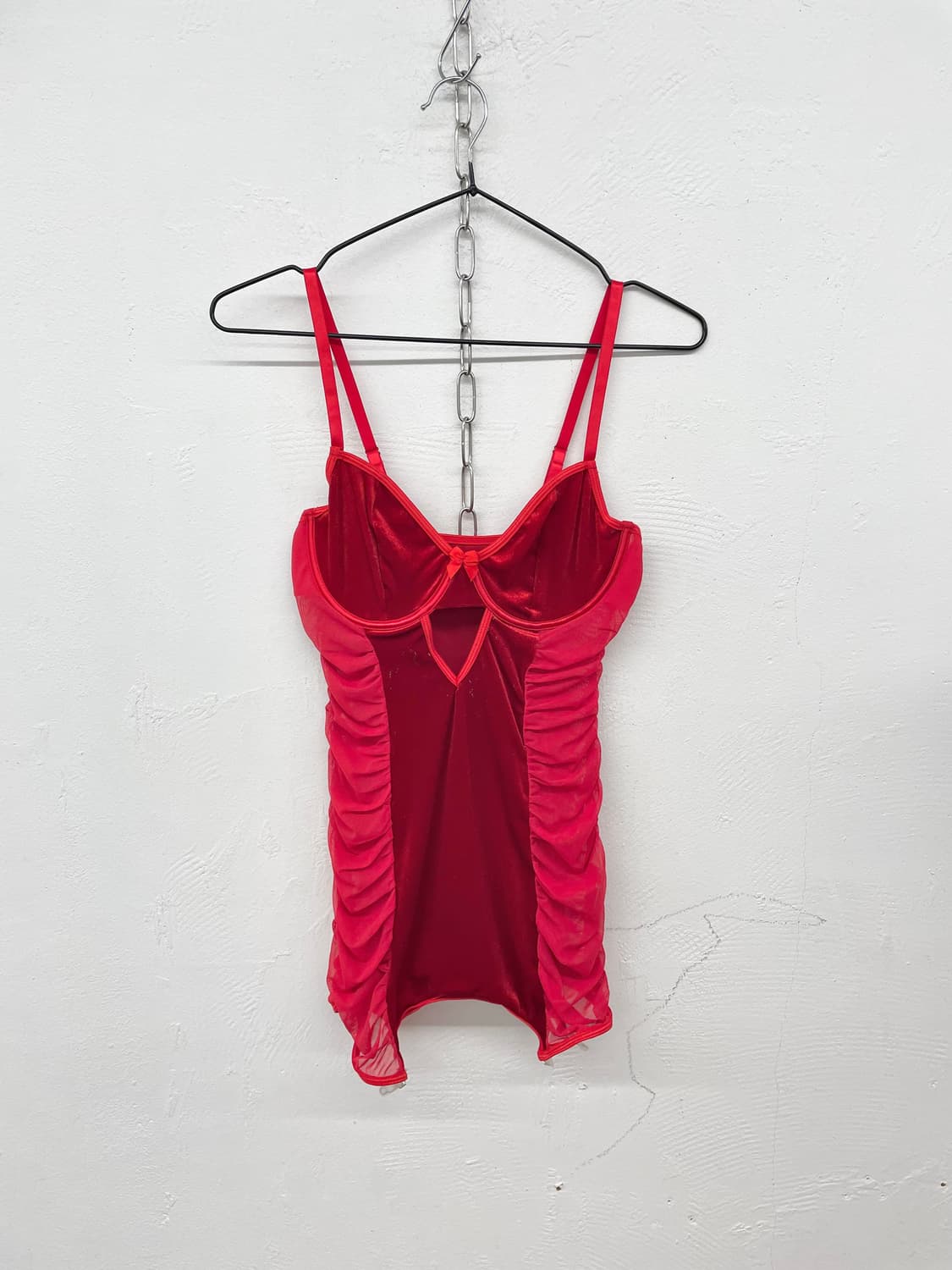 레드 셔링 벨벳 원피스 상품이미지4