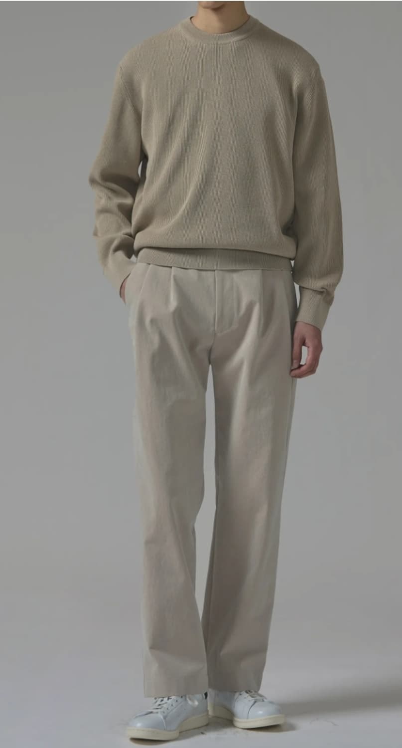 인더로우 코튼 Rib 크루넥 니트 샌드베이지 2 상품이미지2