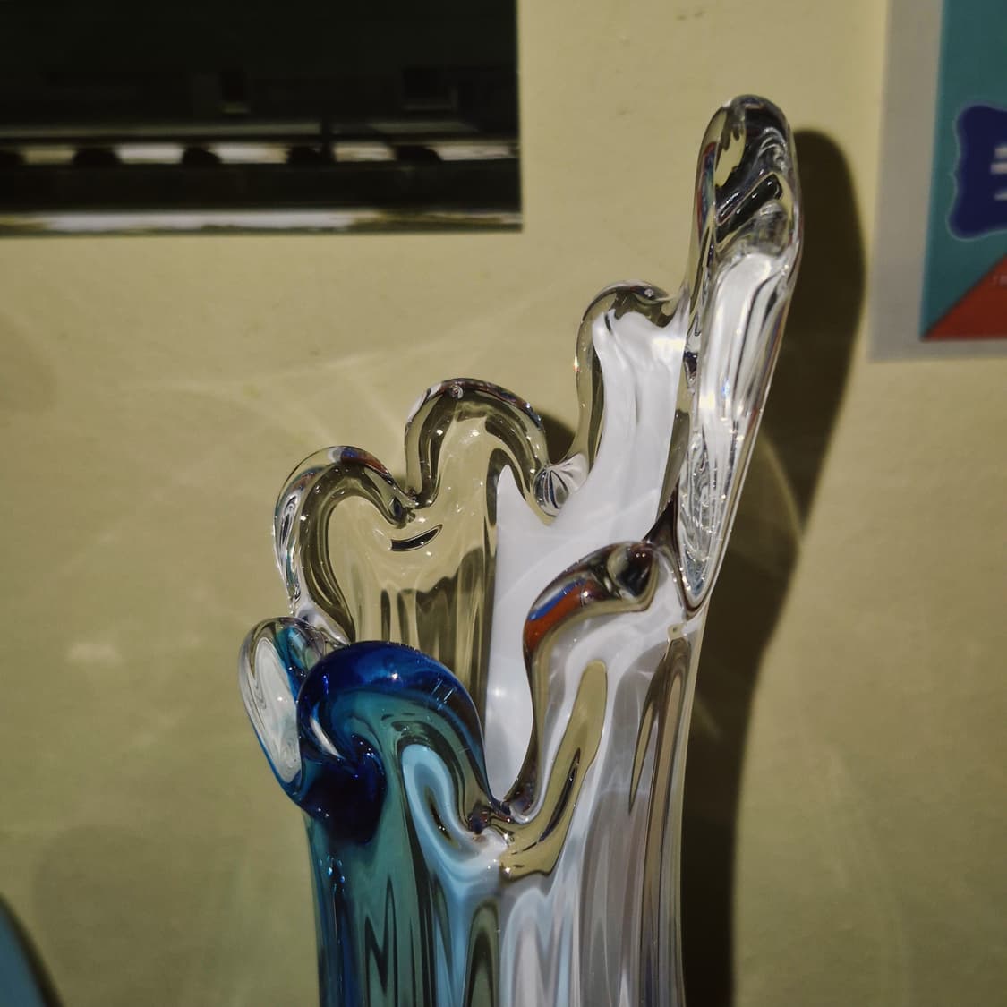 70s 타지마 핸드블로운 블루 산호 마블 꽃병 상품이미지7