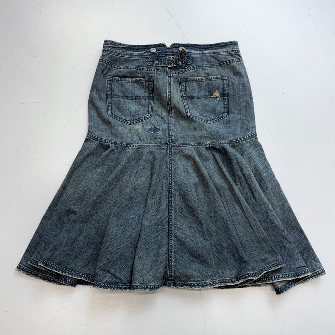 폴로 데님 플리츠 미디 스커트 상품이미지3