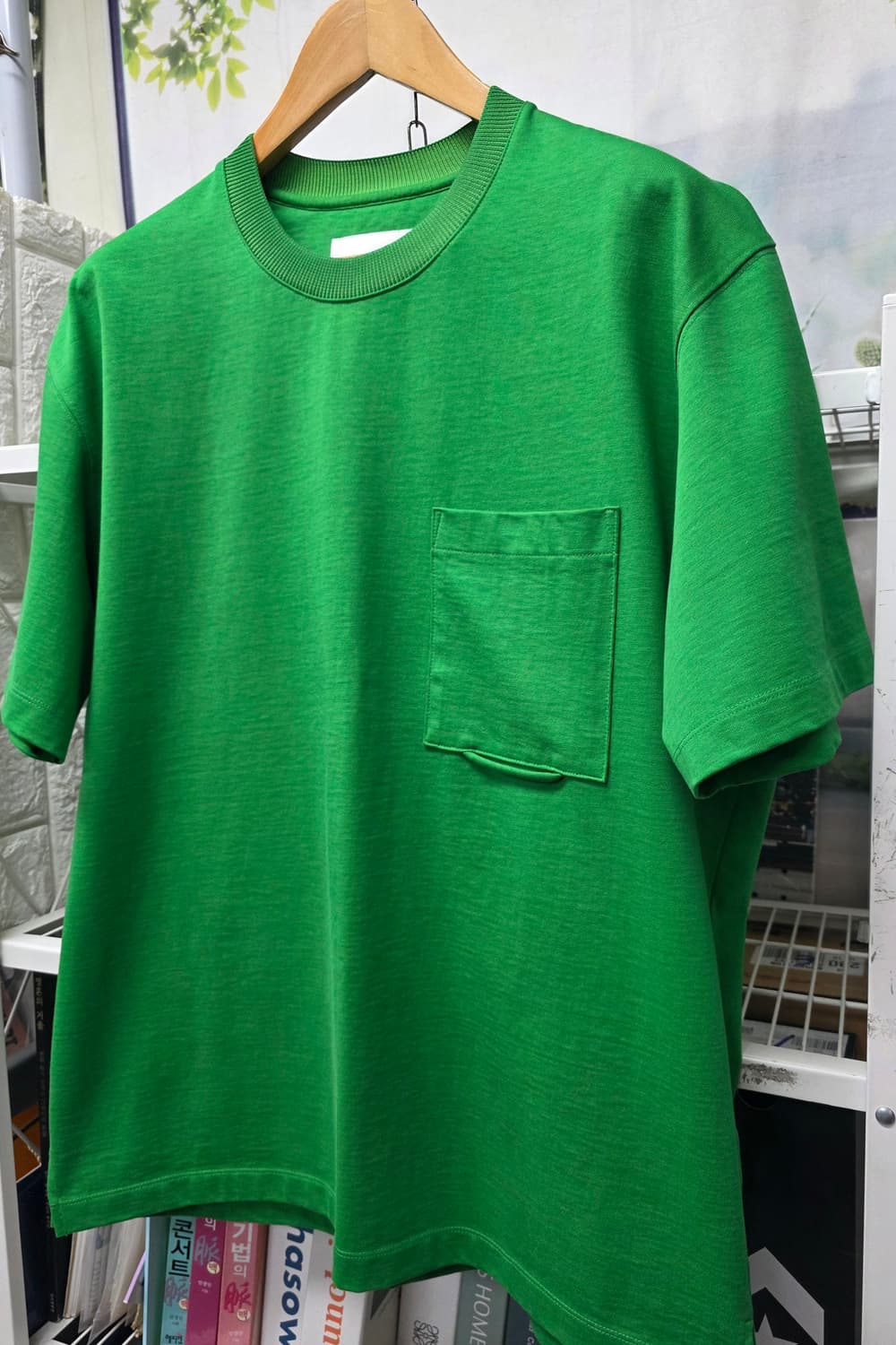 솔리드옴므 남성반팔티 100 그린 오버핏 포켓 반팔티셔츠 MM75 상품이미지2