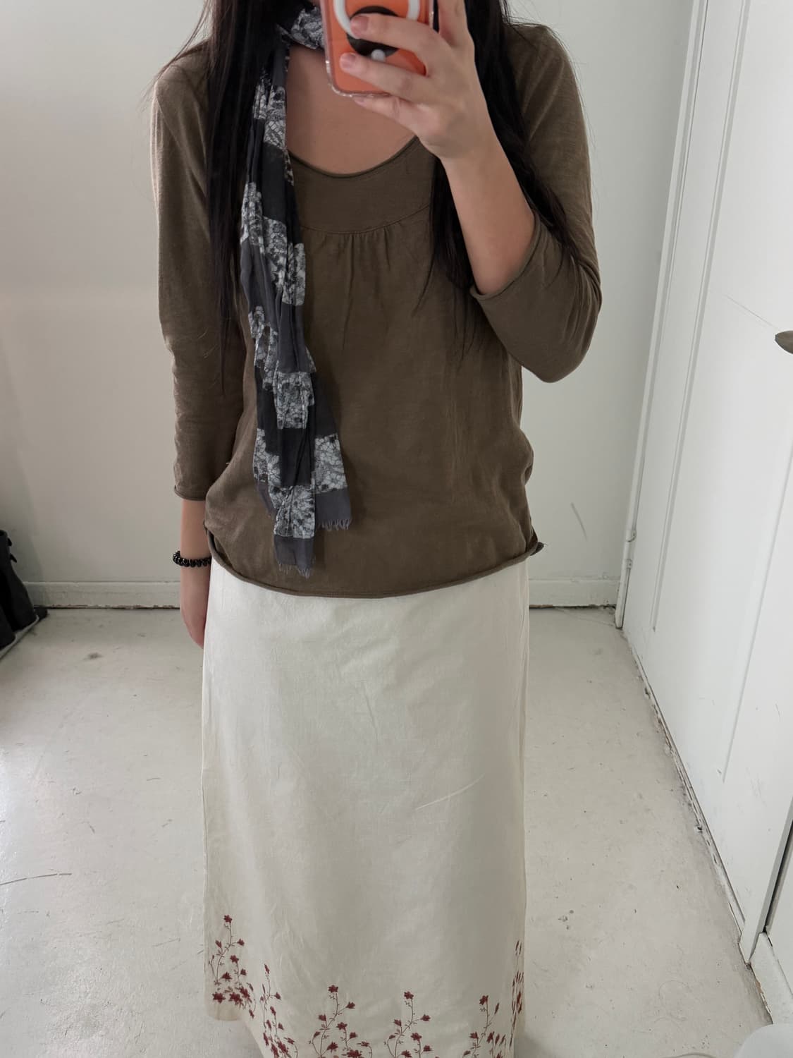 일본빈티지 모리 카키 스쿱넥 티셔츠 상품이미지2