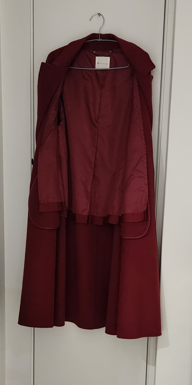 무배))잇미샤 울캐시미어 버건디 더블롱코트 상품이미지3