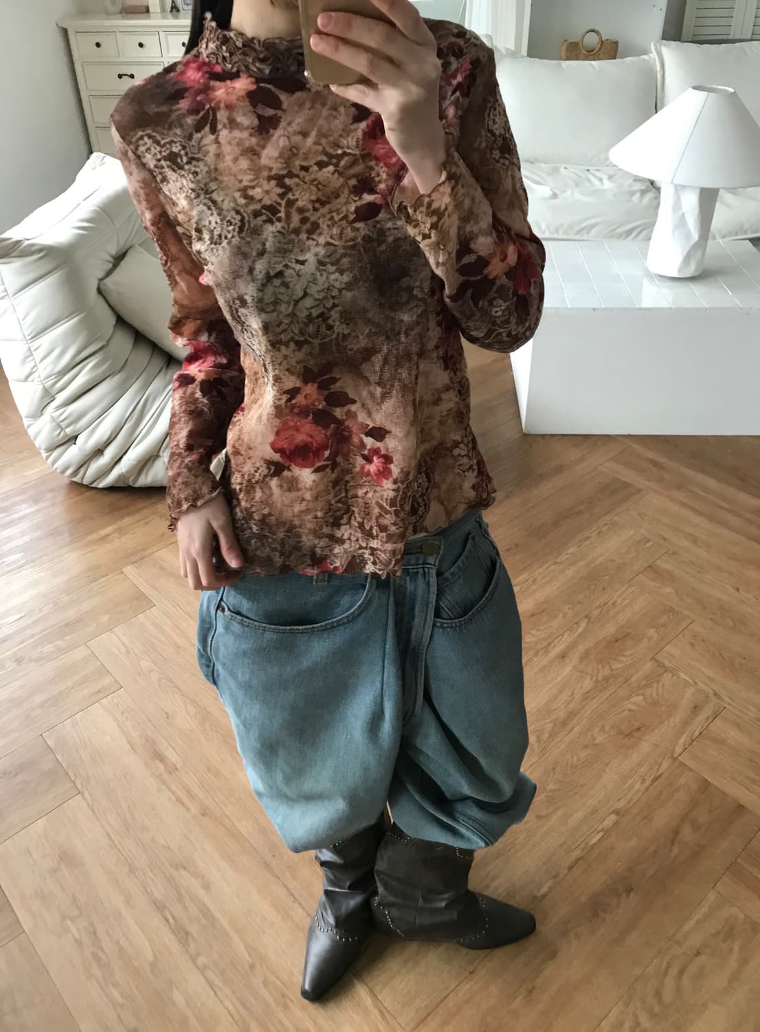 vintage flower pattern top 상품이미지1