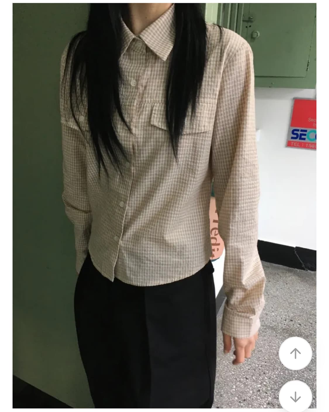 샵시오트 포디 크롭 포켓 체크 셔츠 상품이미지1