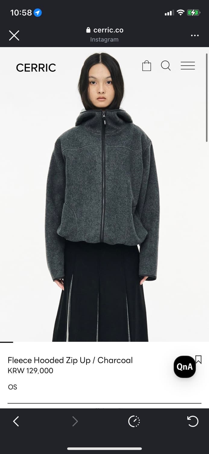 급처) Cerric 세릭 플리스 후디드 집업 차콜 상품이미지1